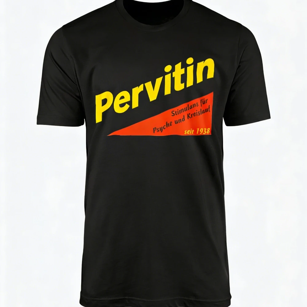 Pervitin Retro Advertising Knit T-Shirt Casual Suitable Men Classic Fit Soft Comfortable High-Quality Tee 2026 New Summer
