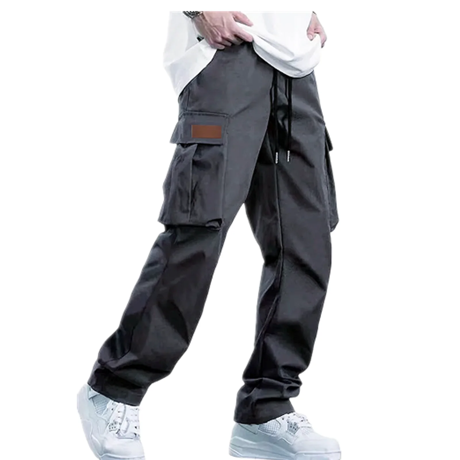 2026 Amazon Summer New Men's Work Pants European and American Independent Station Drawstring Multi Pocket Casual Pants