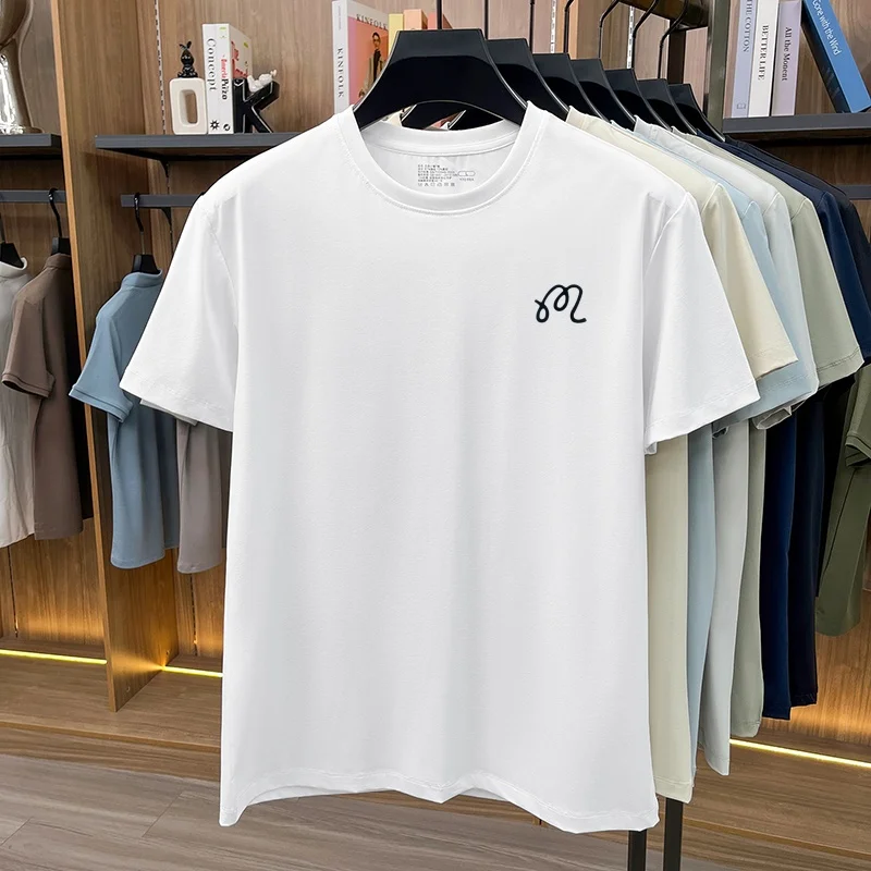 Men's New Summer High Quality Cooling Sensation T-Shirt Round Neck Brand Printing Short Sleeves Tops Leisure Fashion Men Swear