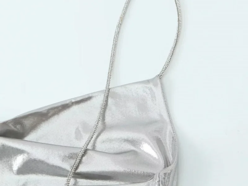 2026 Women's Summer Shiny Gold Silver Slip Dress, Slim Fit Thin Strap Mini Dress, Perfect for Party, Club and Night Out