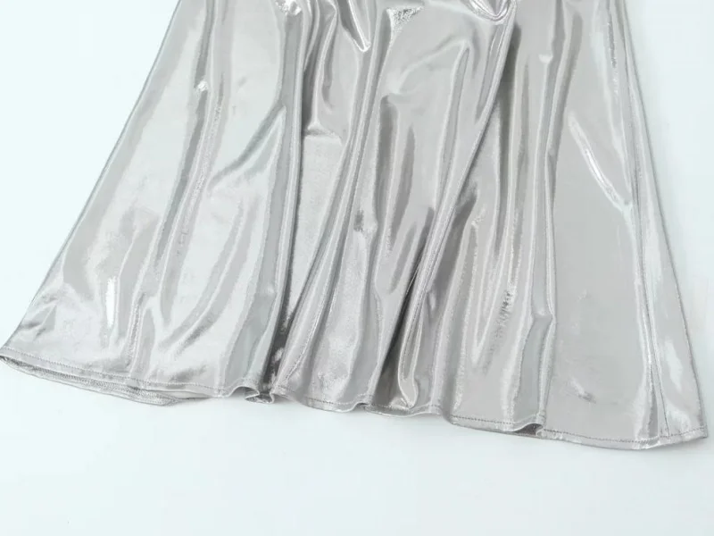 2026 Women's Summer Shiny Gold Silver Slip Dress, Slim Fit Thin Strap Mini Dress, Perfect for Party, Club and Night Out