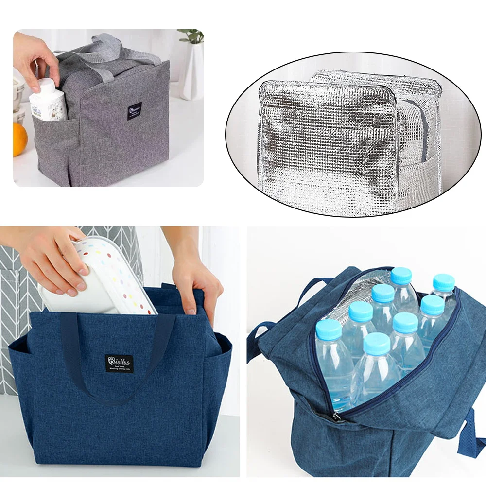 1PCs Fresh Cooler Bags Waterproof Nylon Portable Zipper Thermal Oxford Lunch Bags for Women Convenient Lunch Box Tote Food Bags