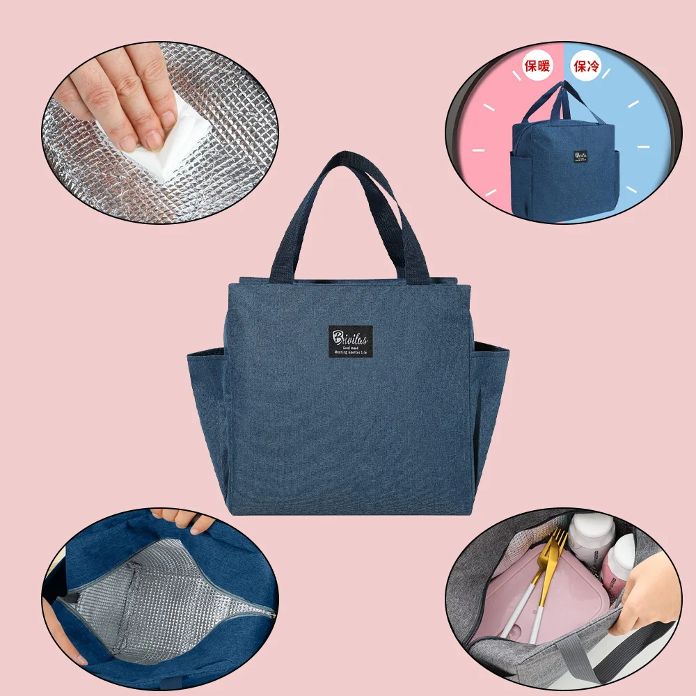 1PCs Fresh Cooler Bags Waterproof Nylon Portable Zipper Thermal Oxford Lunch Bags for Women Convenient Lunch Box Tote Food Bags
