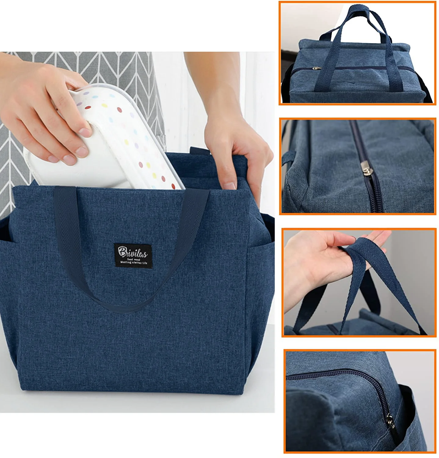 1PCs Fresh Cooler Bags Waterproof Nylon Portable Zipper Thermal Oxford Lunch Bags for Women Convenient Lunch Box Tote Food Bags