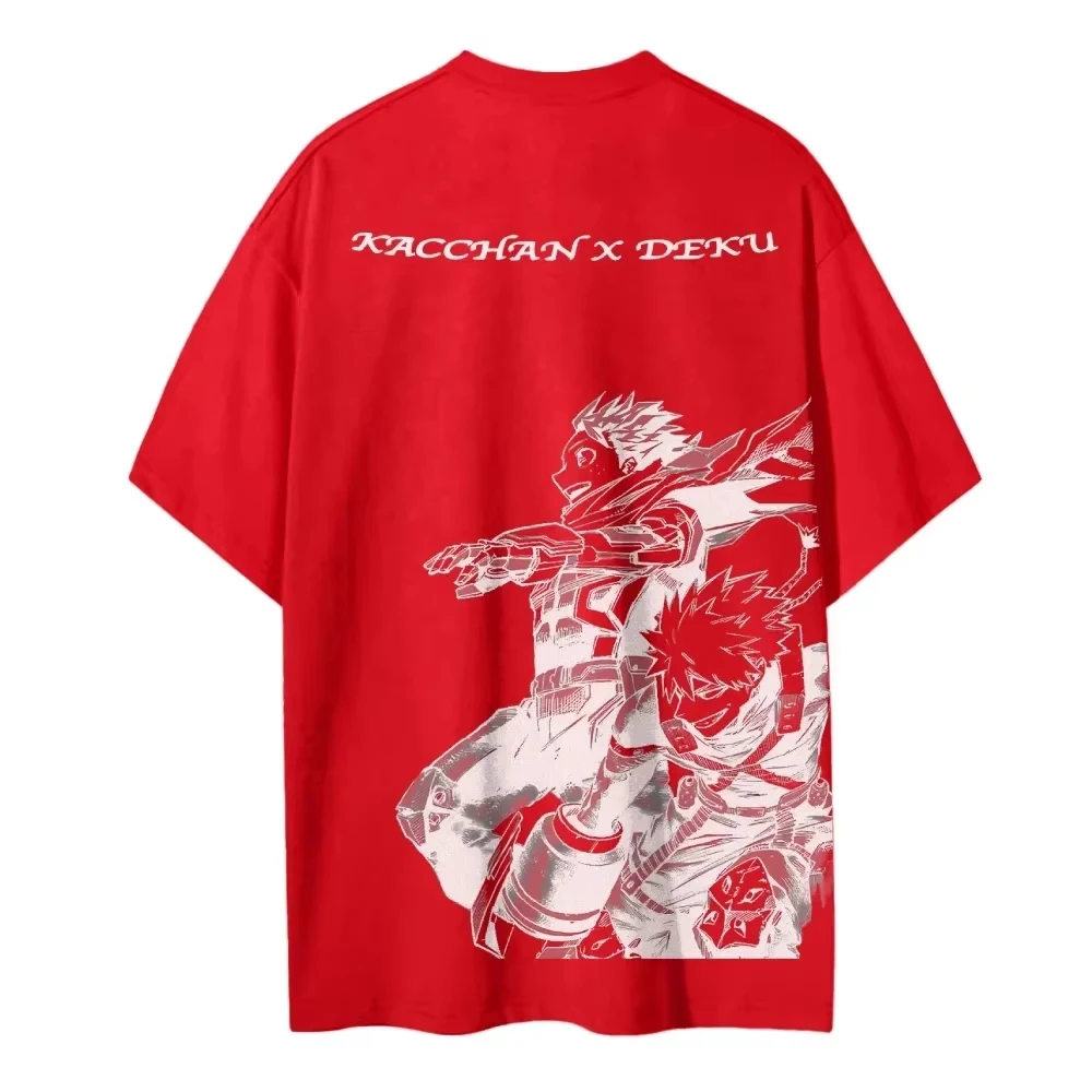 2026 New Hot My Hero Academia Kacchan X Deku Summer Men's pure Cotton T Shirt Unisex Anime Casual Short Sleeve Tops for Fans