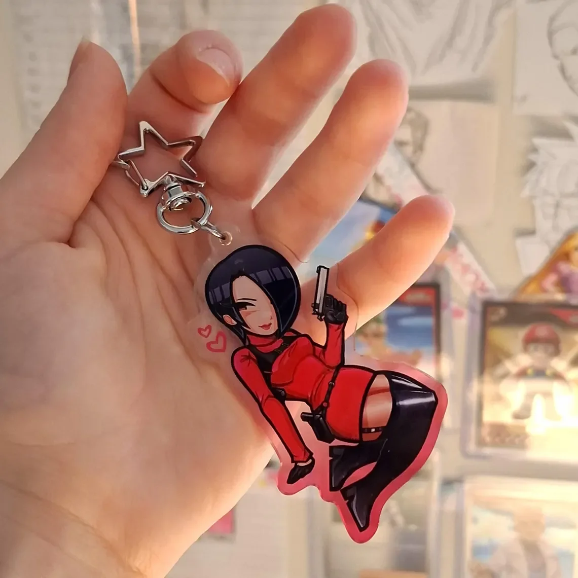 Resident Evil Keychains Leon & Ada Collectible Anime Game Character Keyring for Fans