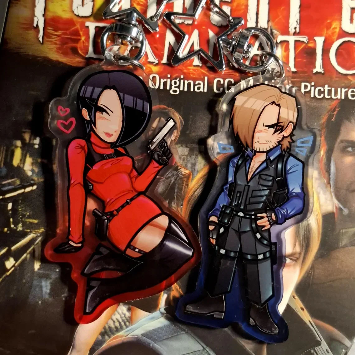 Resident Evil Keychains Leon & Ada Collectible Anime Game Character Keyring for Fans