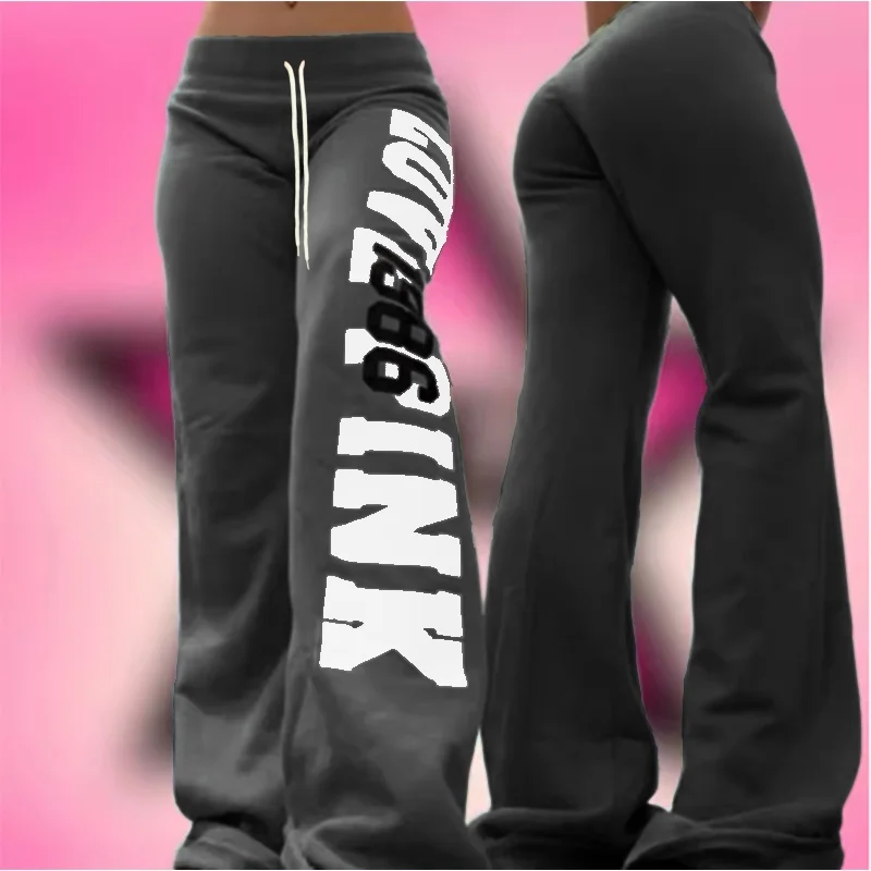 26 American retro letter print casual trousers versatile hot girl style high street Harajuku style women's kids casual trousers