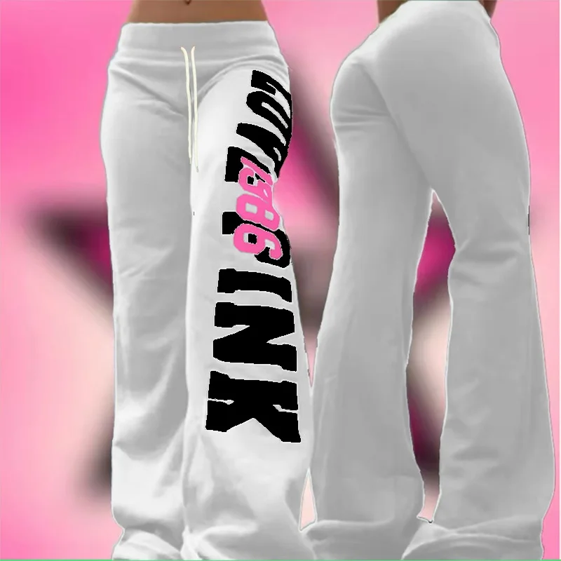 26 American retro letter print casual trousers versatile hot girl style high street Harajuku style women's kids casual trousers