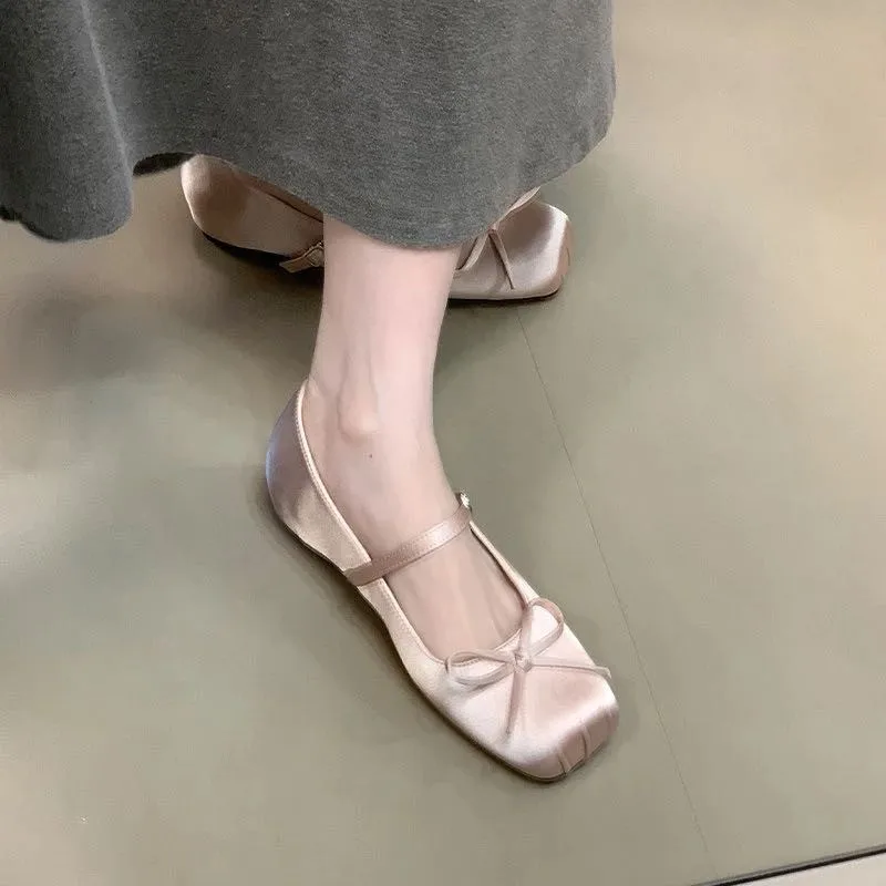 2026 Summer New Ballet Flats Women Bowknot Loafers Ladies Shallow Daily Shoes Comfort Woman Flattie Slip on Shoes 45346