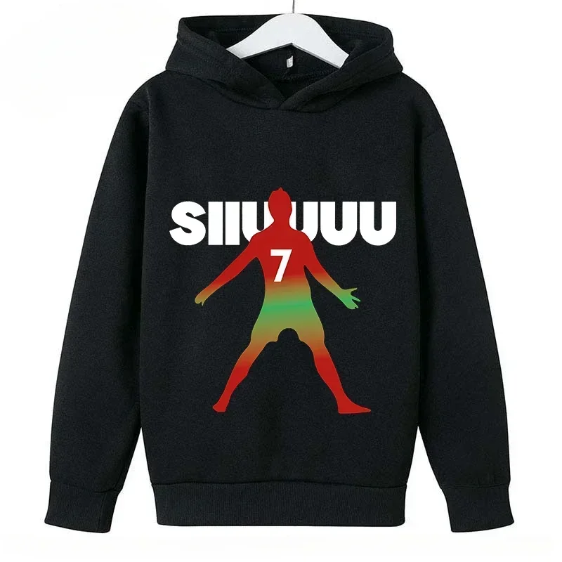Spring Autumn Casual Children's Hoodie Sports Sweatshirt for Boys and Girls Ronaldo Printed 2-14 Years Fashion Kids Pullover Top