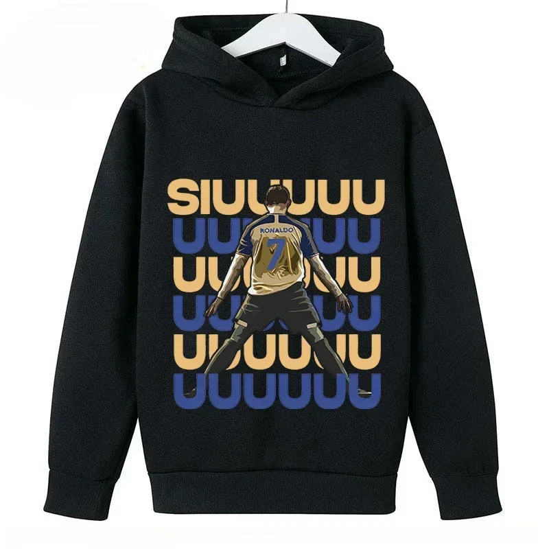 Spring Autumn Casual Children's Hoodie Sports Sweatshirt for Boys and Girls Ronaldo Printed 2-14 Years Fashion Kids Pullover Top
