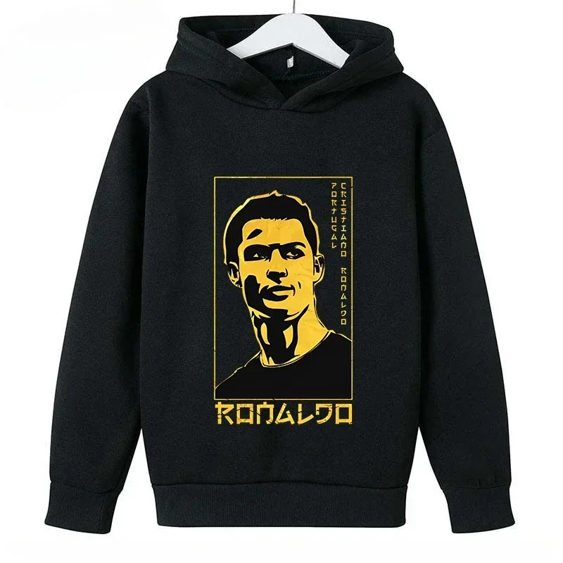 Spring Autumn Casual Children's Hoodie Sports Sweatshirt for Boys and Girls Ronaldo Printed 2-14 Years Fashion Kids Pullover Top