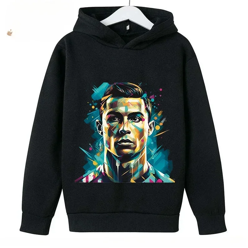 Spring Autumn Casual Children's Hoodie Sports Sweatshirt for Boys and Girls Ronaldo Printed 2-14 Years Fashion Kids Pullover Top