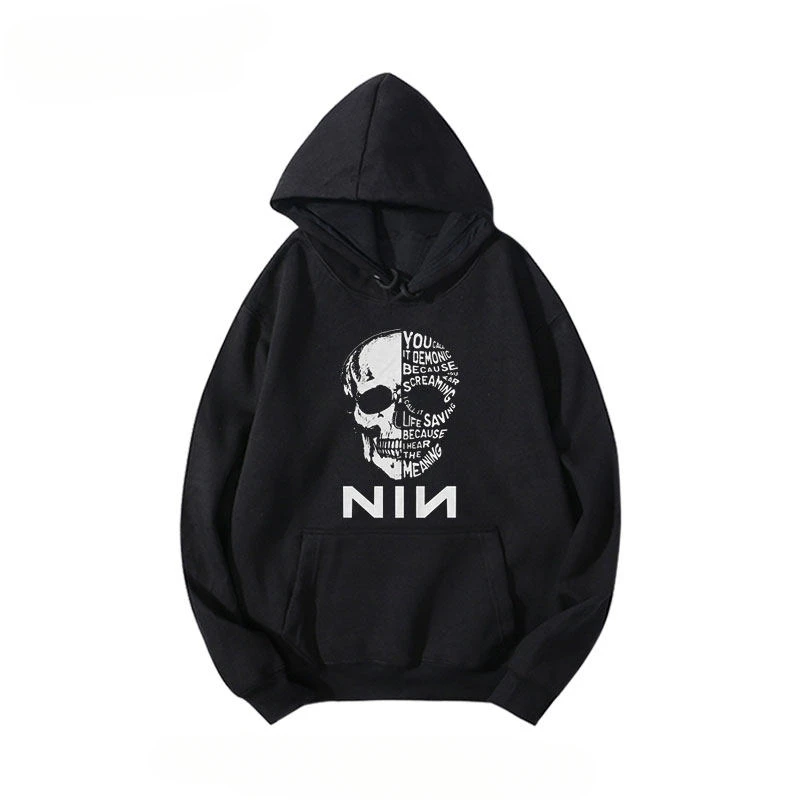 NIN Nine-Inch Nail Industrial Band's European and American Metal Rock Vintage Hoodie and Men's Hoodie Trend