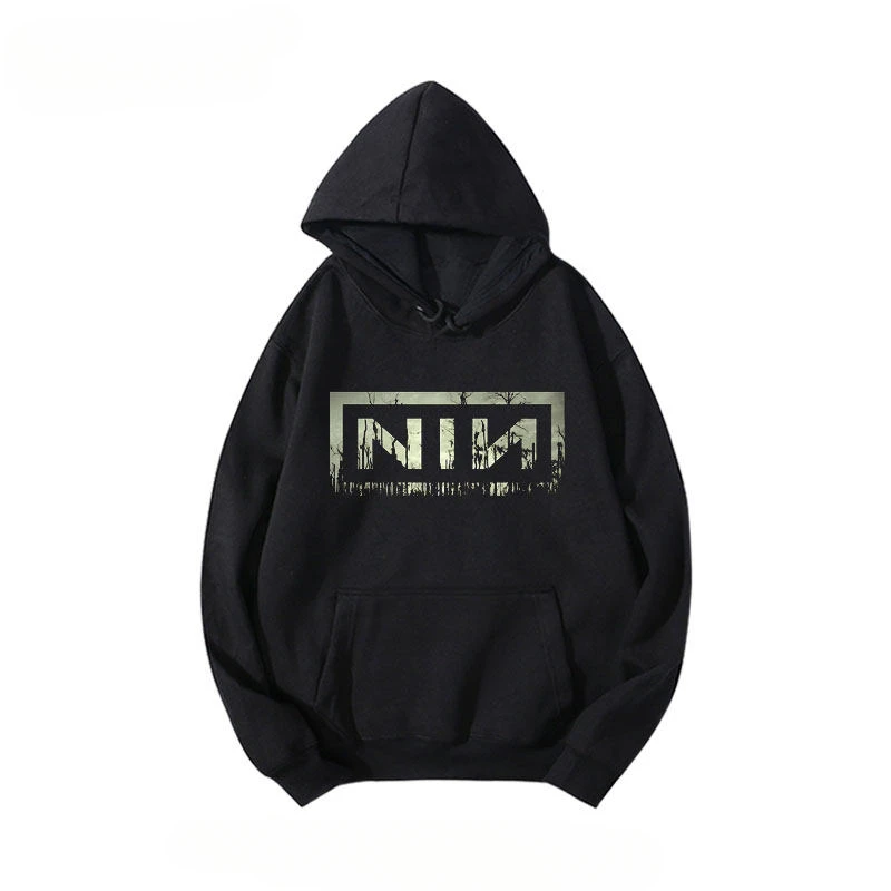 NIN Nine-Inch Nail Industrial Band's European and American Metal Rock Vintage Hoodie and Men's Hoodie Trend