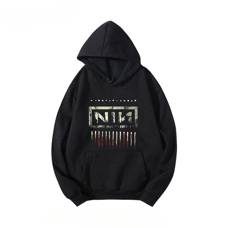 NIN Nine-Inch Nail Industrial Band's European and American Metal Rock Vintage Hoodie and Men's Hoodie Trend