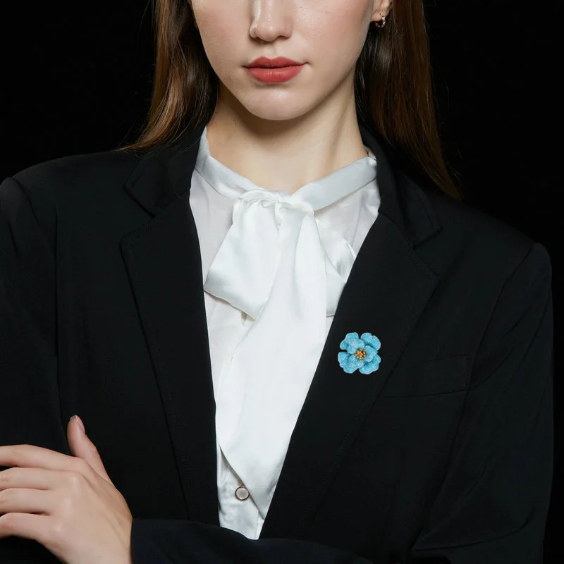New Micro-Set Turquoise 3D Peony Brooch: An Elegant, Luxurious, and High-End Accessory for Suits, Coats, and Evening Wear