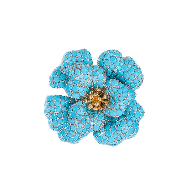 New Micro-Set Turquoise 3D Peony Brooch: An Elegant, Luxurious, and High-End Accessory for Suits, Coats, and Evening Wear