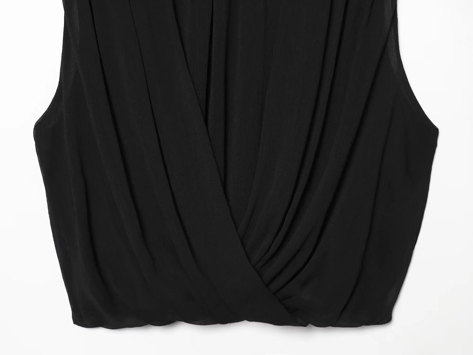 Women Black Draped Balloon Vest Tops Summer Female Turtleneck Sleeveless Tank Top Lady Chic Hight Street Crossover Puffed Tops