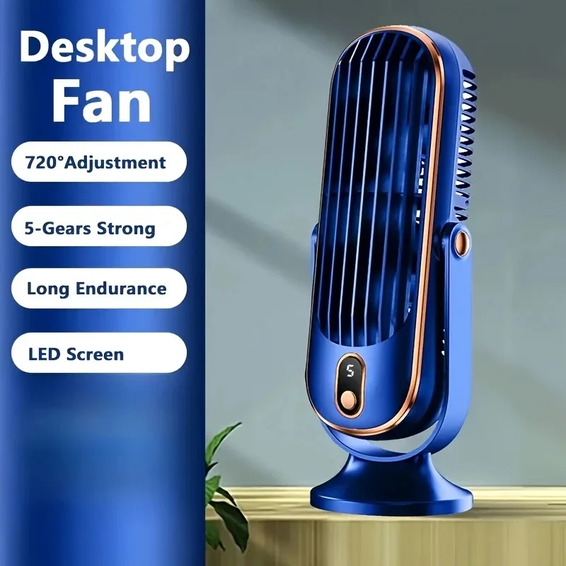 New Upgraded Large Battery Dual Motor Portable Fashion Desk Fan, Office, Travel, Camping, Outdoor RV Portable USB Fan
