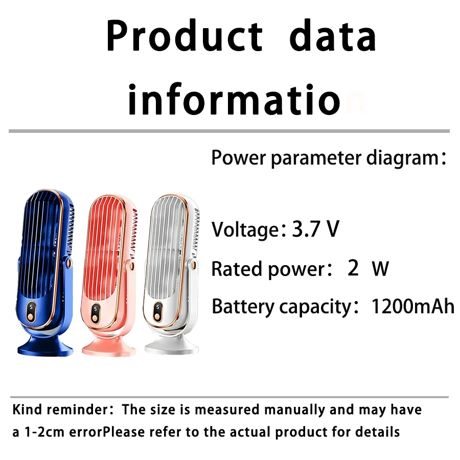 New Upgraded Large Battery Dual Motor Portable Fashion Desk Fan, Office, Travel, Camping, Outdoor RV Portable USB Fan