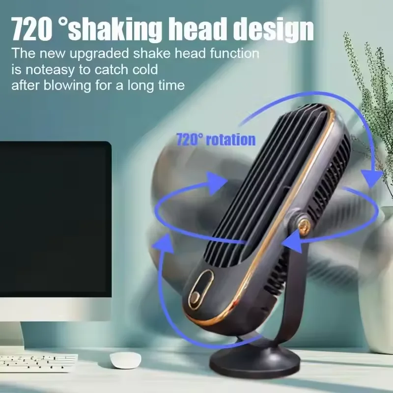 New Upgraded Large Battery Dual Motor Portable Fashion Desk Fan, Office, Travel, Camping, Outdoor RV Portable USB Fan