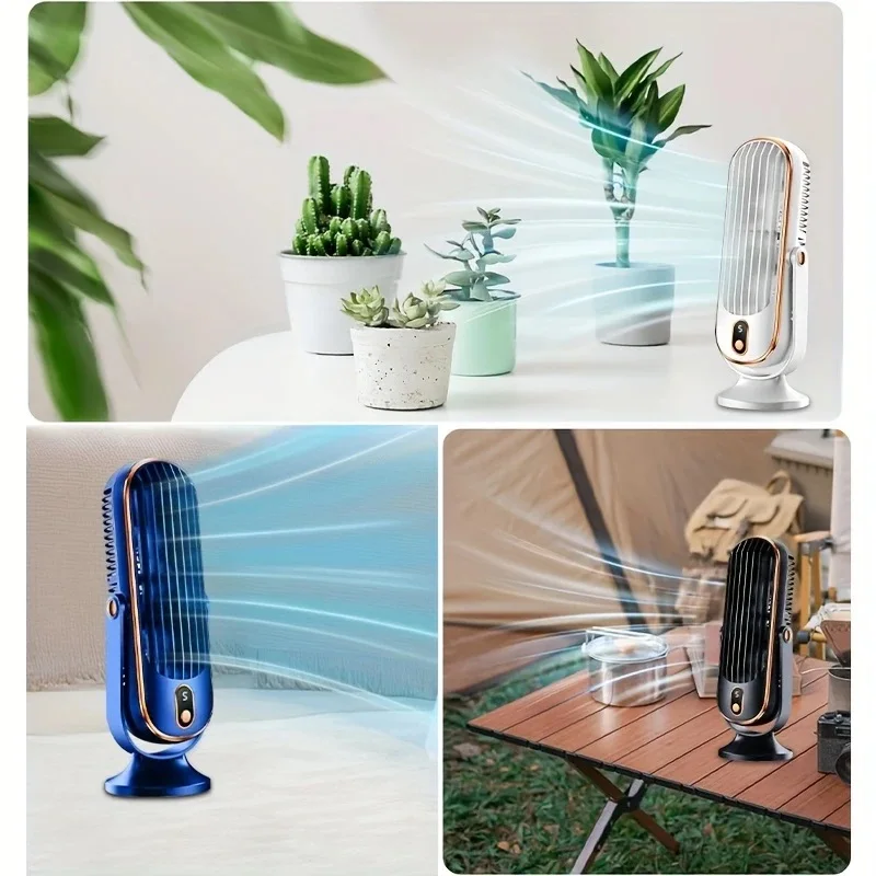 New Upgraded Large Battery Dual Motor Portable Fashion Desk Fan, Office, Travel, Camping, Outdoor RV Portable USB Fan