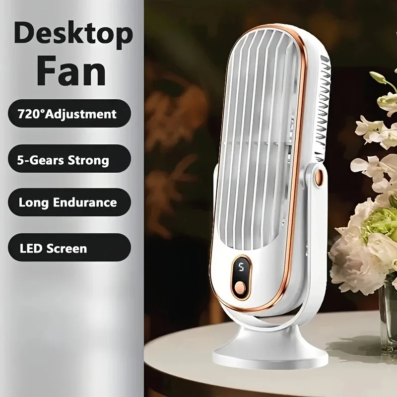 New Upgraded Large Battery Dual Motor Portable Fashion Desk Fan, Office, Travel, Camping, Outdoor RV Portable USB Fan