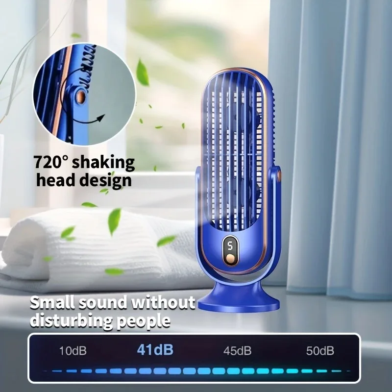 New Upgraded Large Battery Dual Motor Portable Fashion Desk Fan, Office, Travel, Camping, Outdoor RV Portable USB Fan