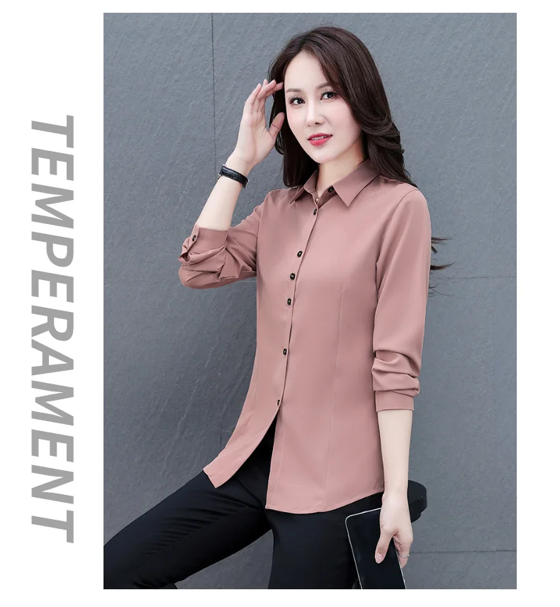 New Women'S Spring And Autumn Collar Long Sleeved Top Fashionable And Versatile Medium To Long Loose Casual Cardigan Shirt