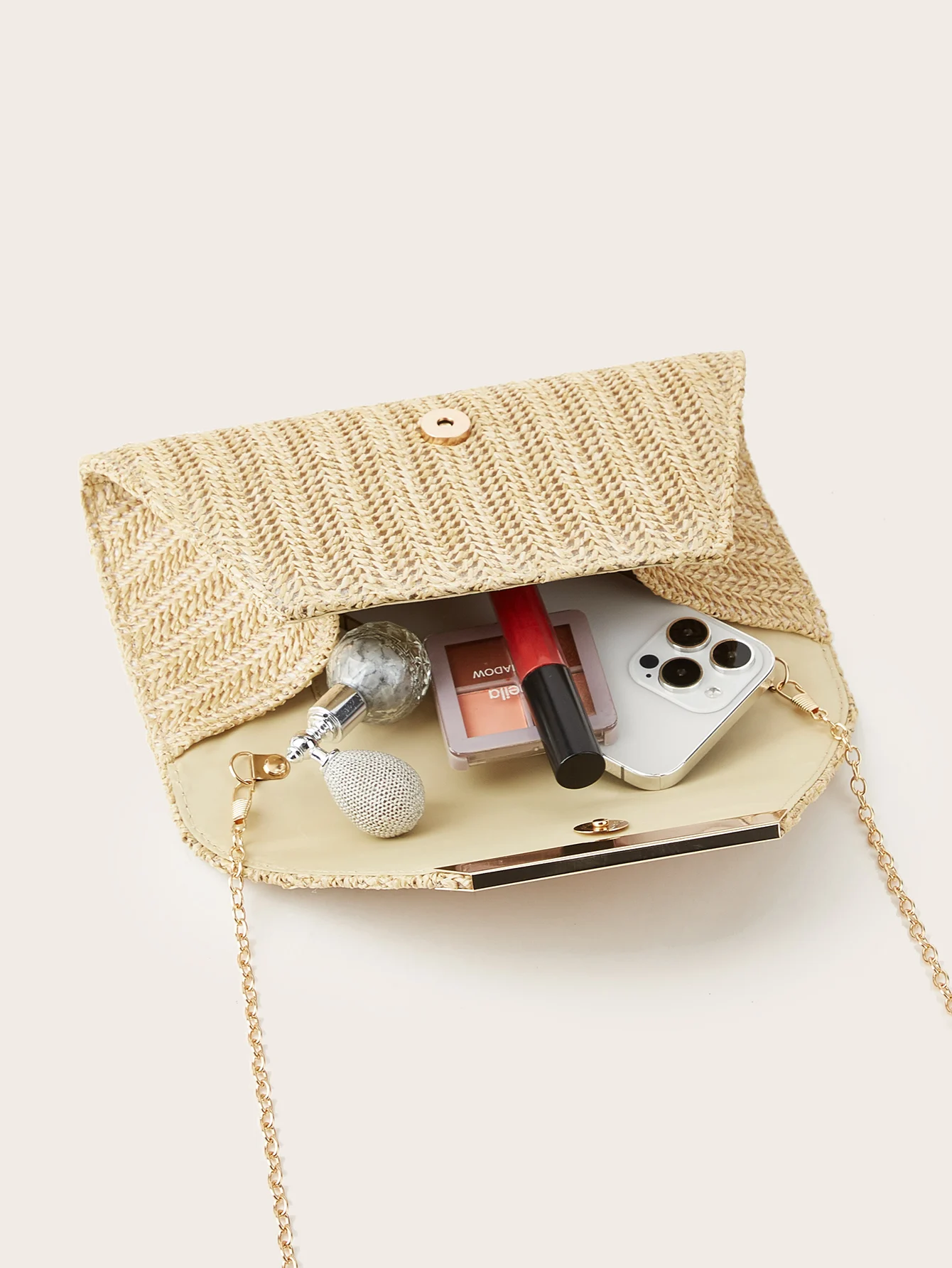 Women's Woven Clutch Bag, Beige, Solid Color, Summer, Holiday, Beach, Vacation Essential, Vacation Season, Versatile Business Commuter Women's Crossbody Bag, Casual, Simple, Beach