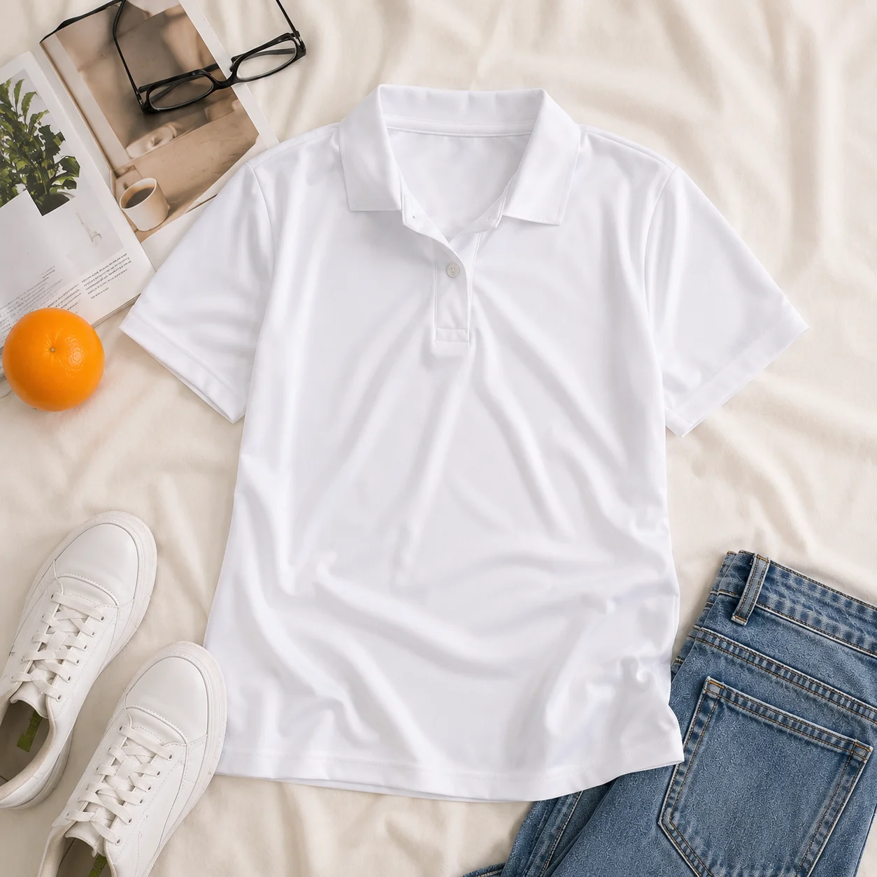 Women Solid Color Polo Shirt Summer Casual Cool Feeling Antibacterial Tops Breathable Short-sleeved Lapel Slim Fit 2025 Clothes