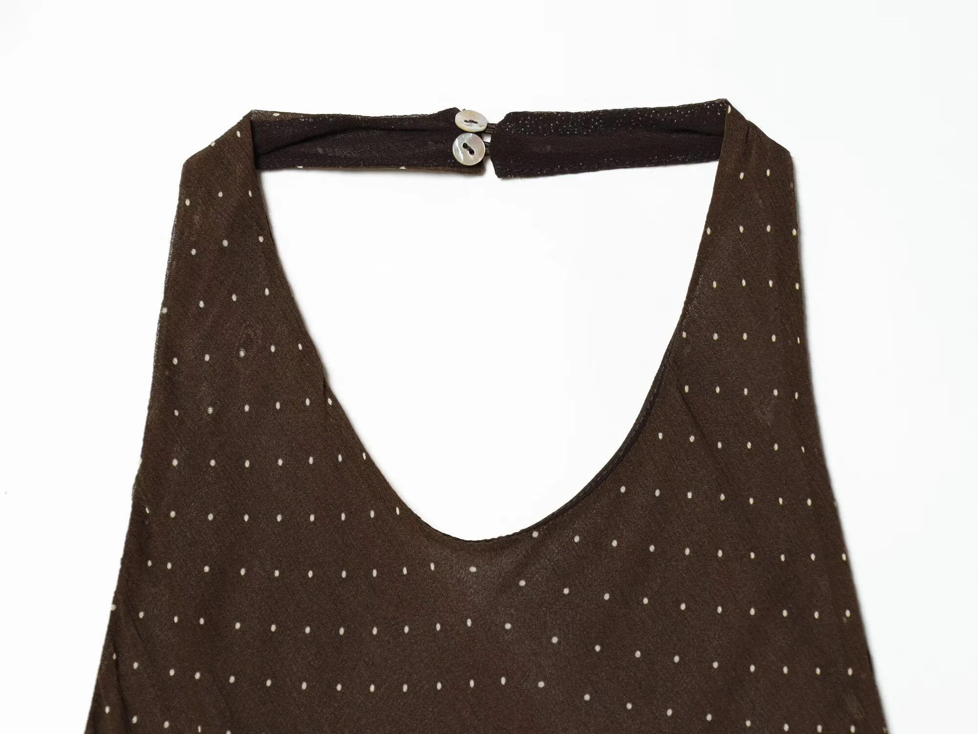European and American style spring and summer new product women's hanging neck collar asymmetrical splicing dress