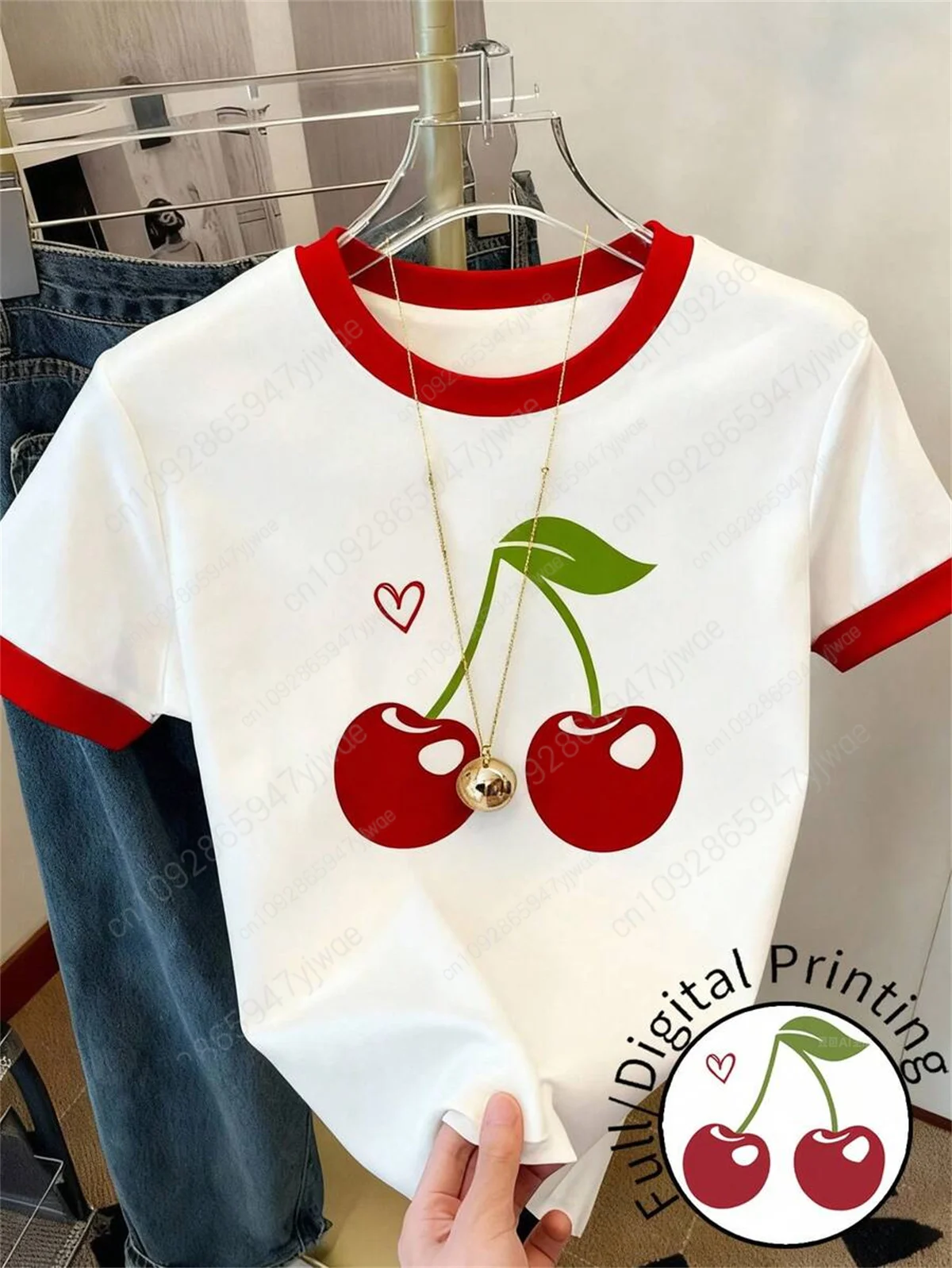 Ladies' Casual Striped Printed Short Sleeved Fashionable Simple Italian Graphic T-Shirt Vacation Tee Summer Women'S T-Shirt