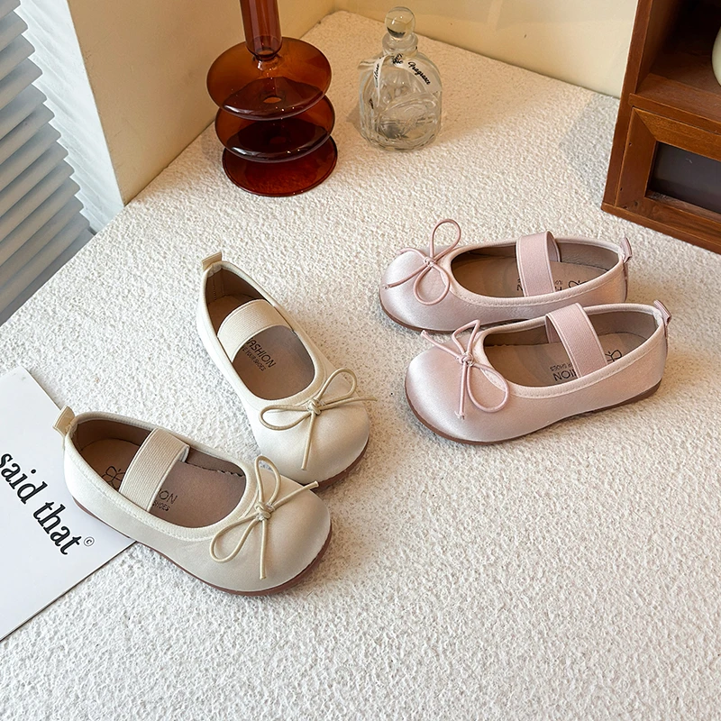 Spring Girls Cute Bow Mary Jane Flats Breathable Soft Sole Kids Ballet Shoes Casual Charming Princess Shoes for Little Girls