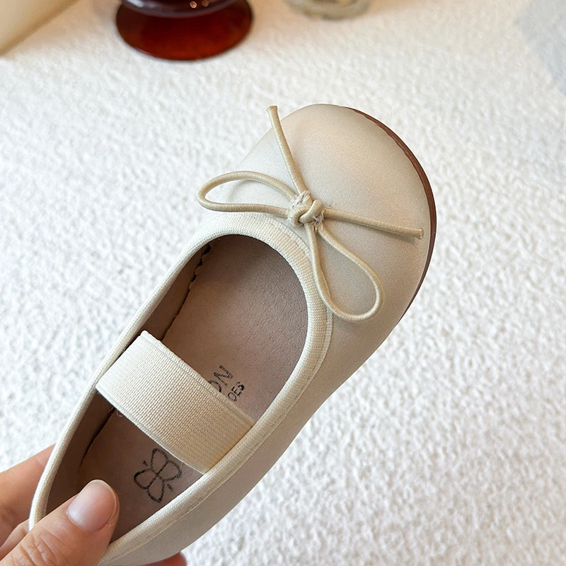 Spring Girls Cute Bow Mary Jane Flats Breathable Soft Sole Kids Ballet Shoes Casual Charming Princess Shoes for Little Girls