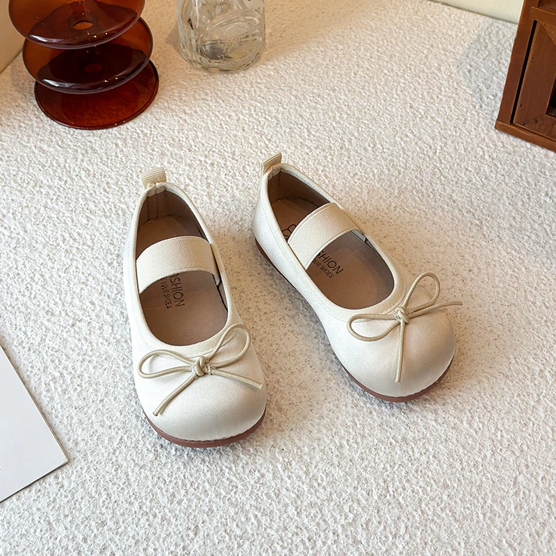 Spring Girls Cute Bow Mary Jane Flats Breathable Soft Sole Kids Ballet Shoes Casual Charming Princess Shoes for Little Girls