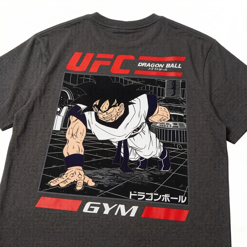 Dragon Ball Animation Sun Wukong Joint UFC Men's and Women's Retro High Quality Cotton Crew Neck Printed T-Shirt Trend Ins Top