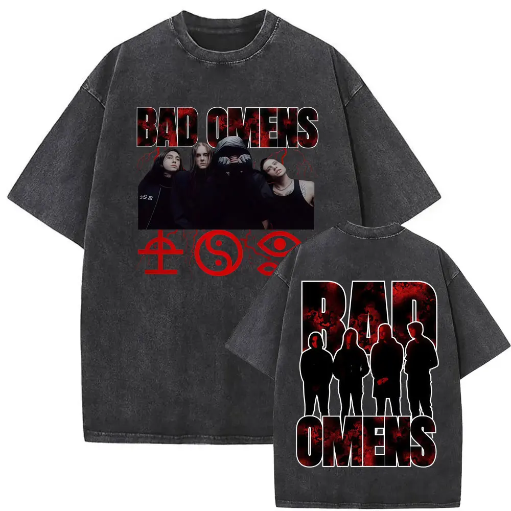 Bad Omens Do You Feel Love Tour 2026 Vintage Washed T Shirt Gothic Rock Band Concert Tshirts Men Women Fashion Oversized T-shirt