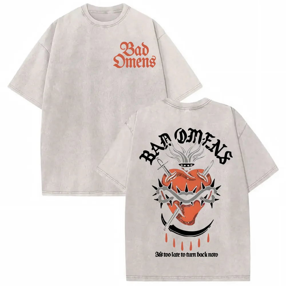 Bad Omens Do You Feel Love Tour 2026 Vintage Washed T Shirt Gothic Rock Band Concert Tshirts Men Women Fashion Oversized T-shirt