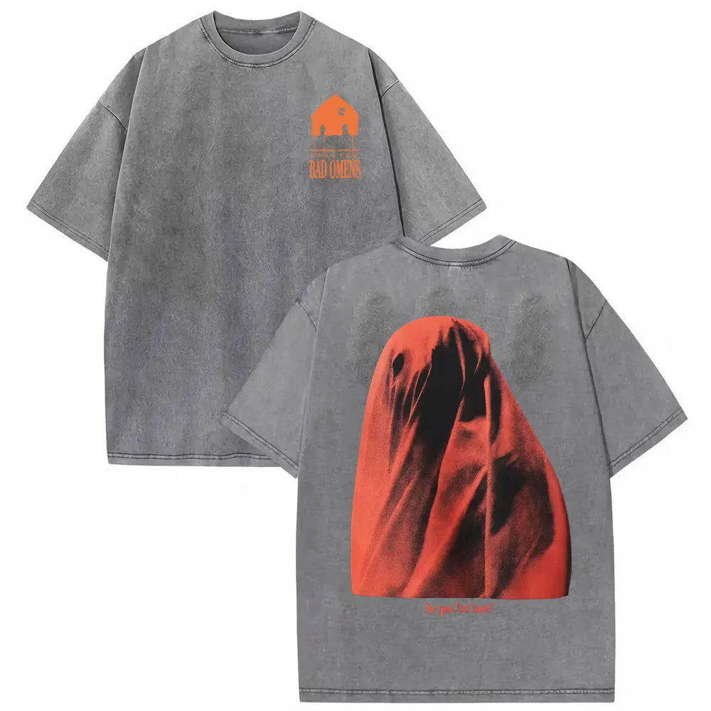Bad Omens Do You Feel Love Tour 2026 Vintage Washed T Shirt Gothic Rock Band Concert Tshirts Men Women Fashion Oversized T-shirt