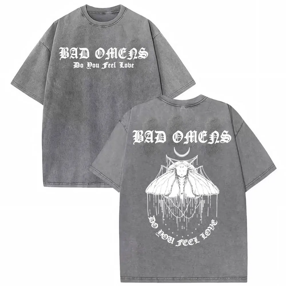 Bad Omens Do You Feel Love Tour 2026 Vintage Washed T Shirt Gothic Rock Band Concert Tshirts Men Women Fashion Oversized T-shirt