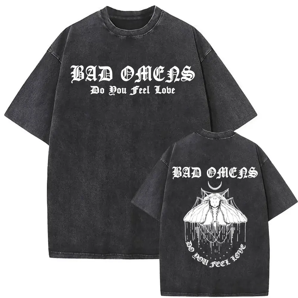 Bad Omens Do You Feel Love Tour 2026 Vintage Washed T Shirt Gothic Rock Band Concert Tshirts Men Women Fashion Oversized T-shirt