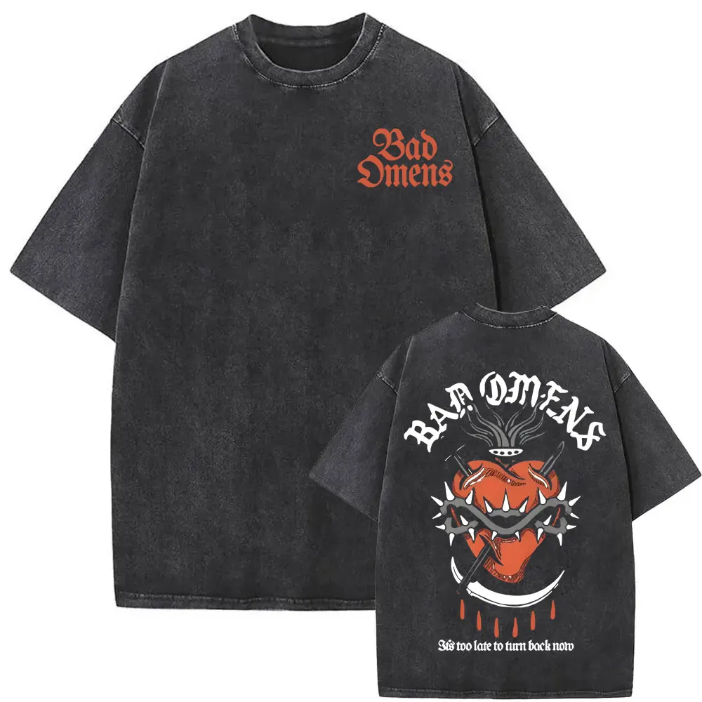 Bad Omens Do You Feel Love Tour 2026 Vintage Washed T Shirt Gothic Rock Band Concert Tshirts Men Women Fashion Oversized T-shirt