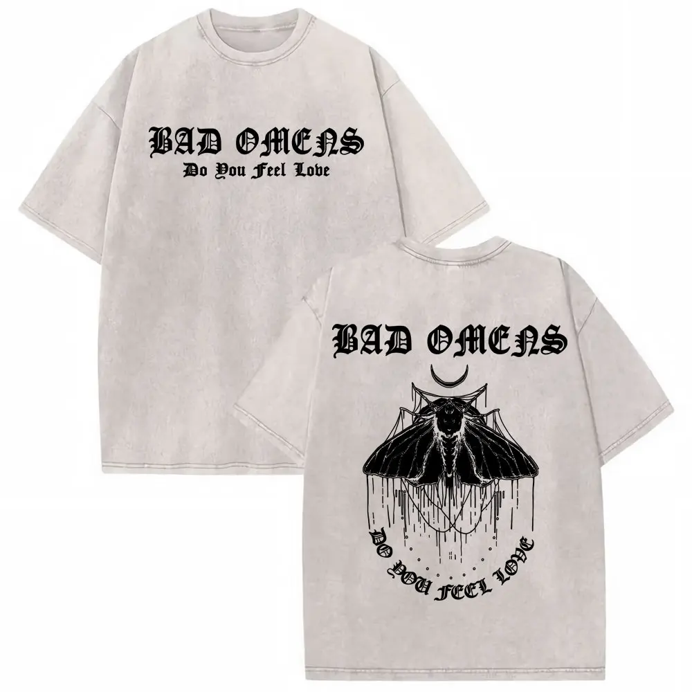 Bad Omens Do You Feel Love Tour 2026 Vintage Washed T Shirt Gothic Rock Band Concert Tshirts Men Women Fashion Oversized T-shirt