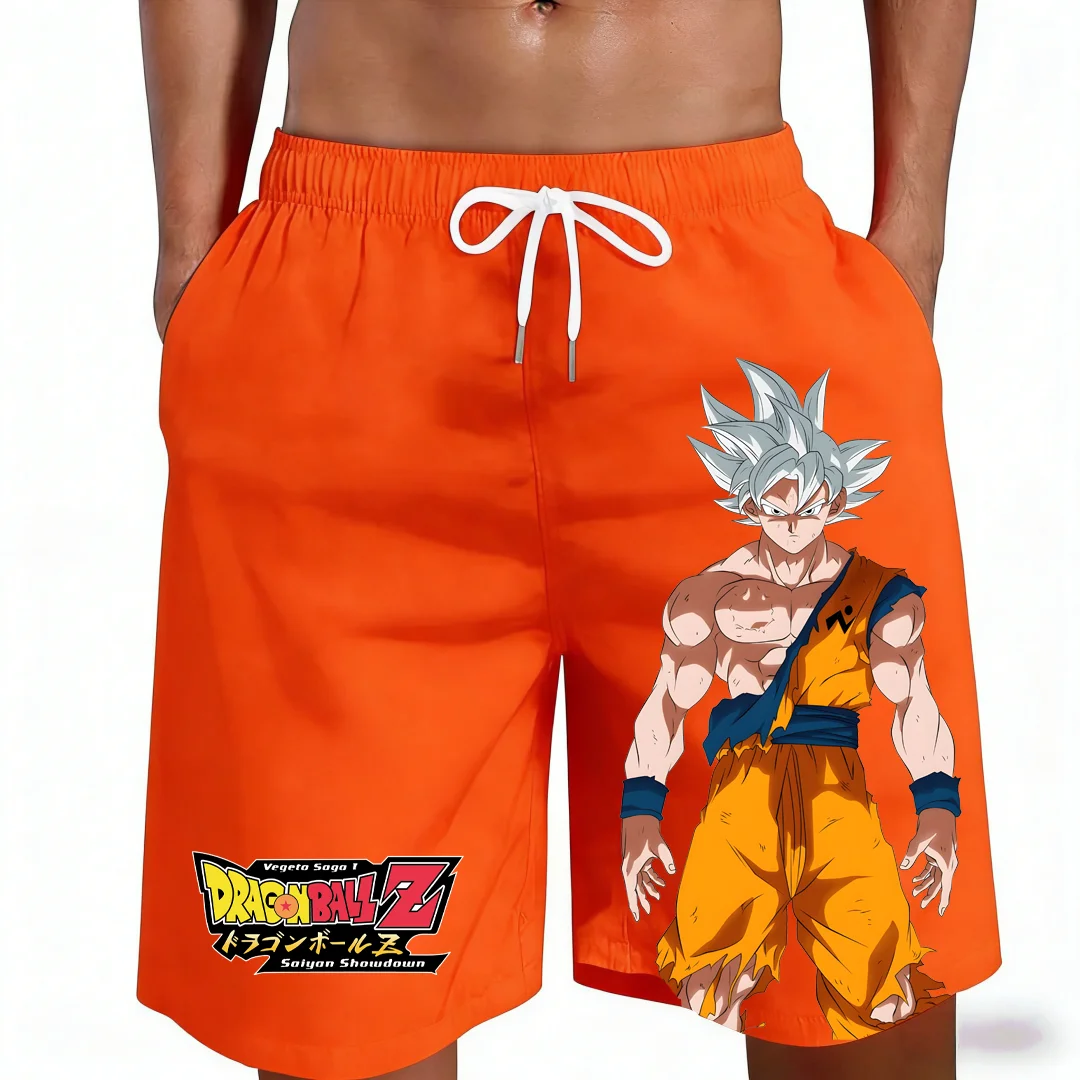 2026 New Dragon Ball Goku Ultra Instinct Anime Print Beach Shorts Casual Loose Family Matching Outfits Summer Quick Dry Sports