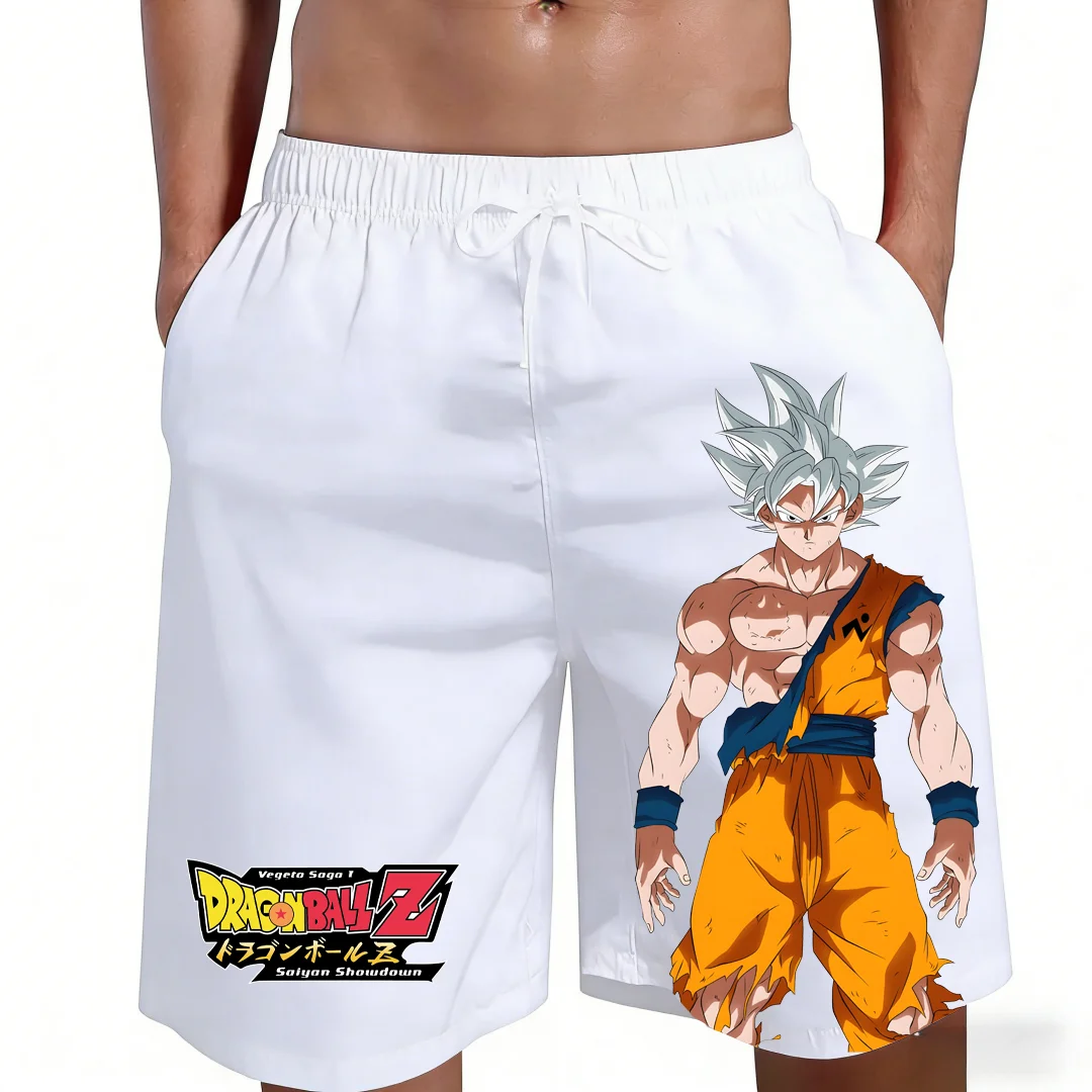 2026 New Dragon Ball Goku Ultra Instinct Anime Print Beach Shorts Casual Loose Family Matching Outfits Summer Quick Dry Sports