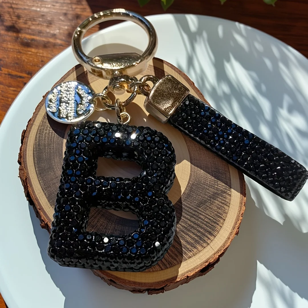 26-Letter Creative Rhinestone Keychain, Cross-Border Trendy Bag Charm & Car Key Accessory