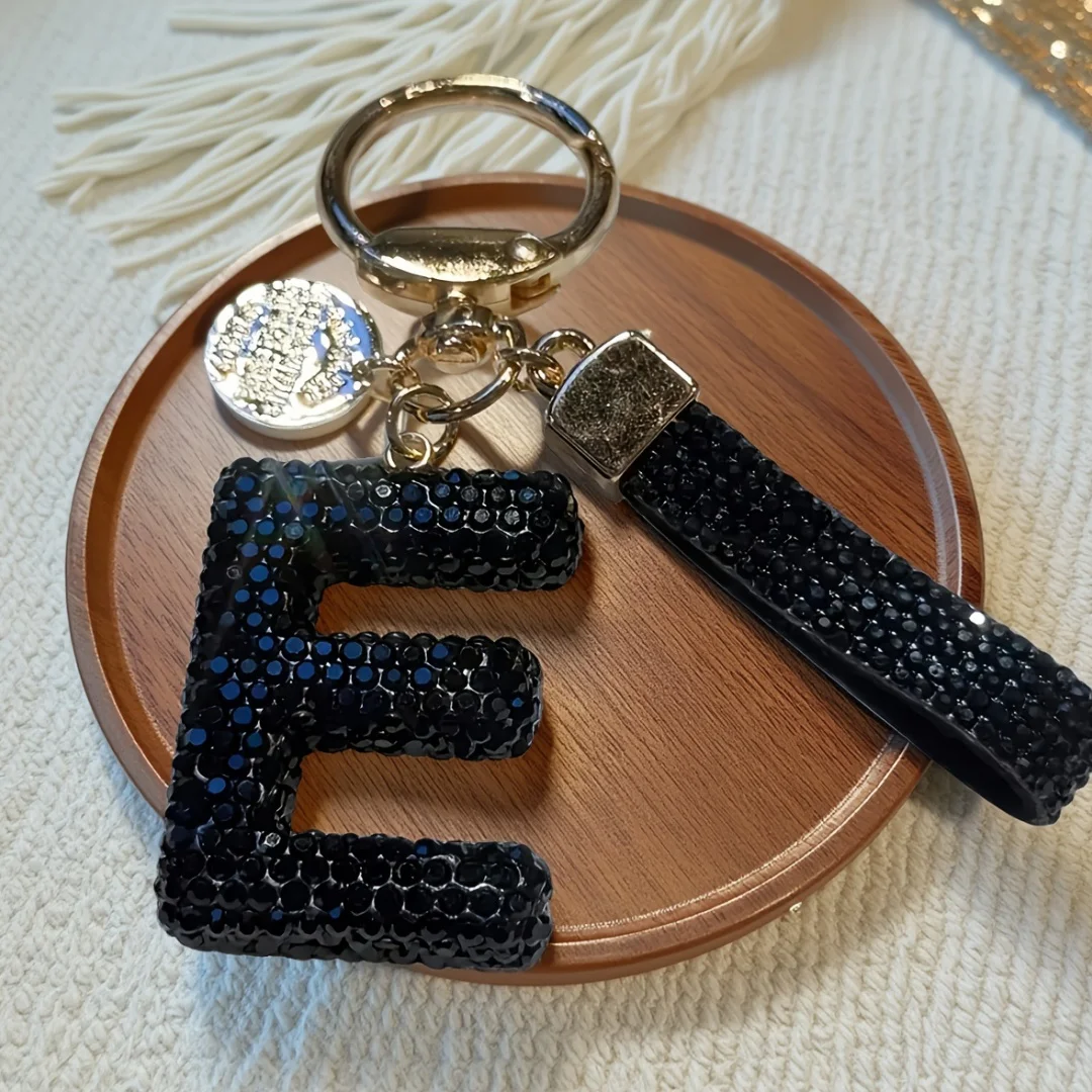 26-Letter Creative Rhinestone Keychain, Cross-Border Trendy Bag Charm & Car Key Accessory